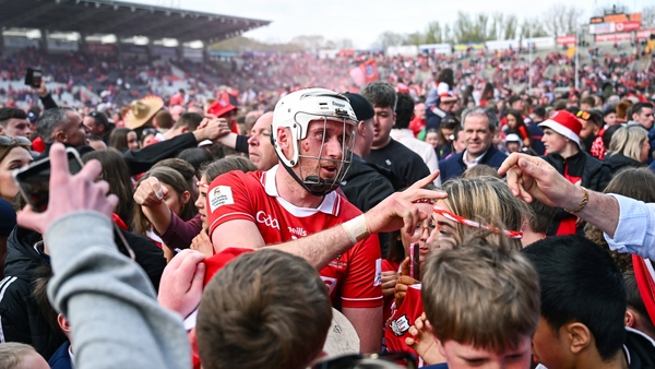 Tim O'Mahony with the Cork masses after their league final win