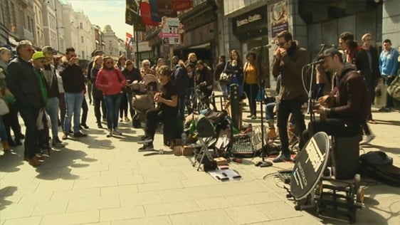 Keywest busking on Grafton Street, 2015
