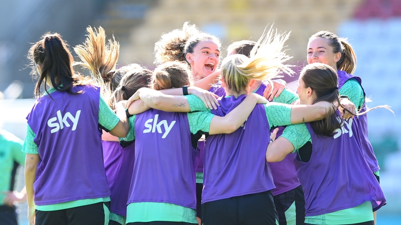 The Irish team were in happy mood in training on Monday