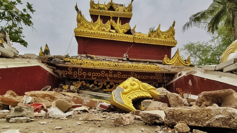 A destroyed Buddhist monastery on the outskirts of Mandalay