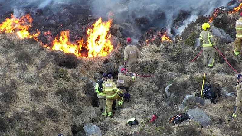 Firefighters tackling a blaze in the Mourne Mountains (Pic: Northern Ireland Fire and Rescue Service)