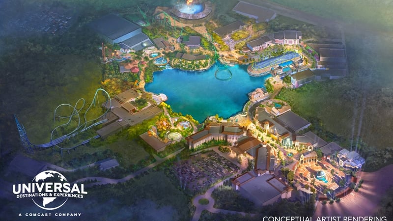 Plans for the site include a theme park, featuring several themed lands and a 500-room hotel