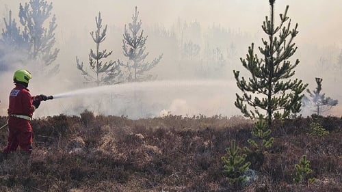 A member of Roscommon Fire Service working to extinguish a blaze