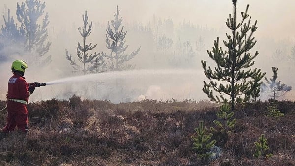 A member of Roscommon Fire Service working to extinguish a blaze