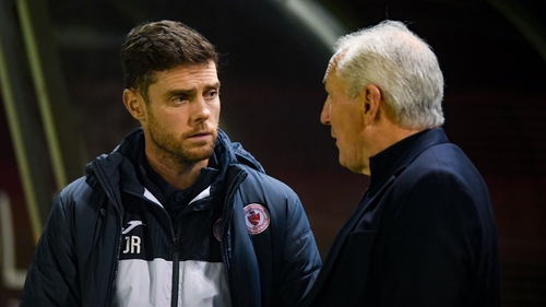 Sligo Rovers manager John Russell, left, and Galway United counterpart John Caulfield
