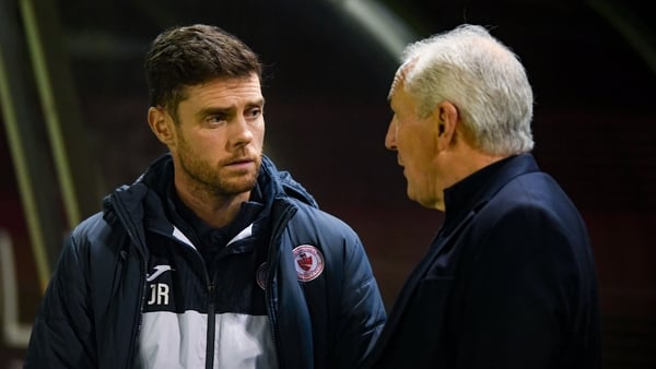 Sligo Rovers manager John Russell, left, and Galway United counterpart John Caulfield