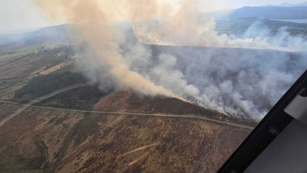 No damage to structures or property has been reported at present (Pic: Donegal Fire Service and Executive Helicopters)