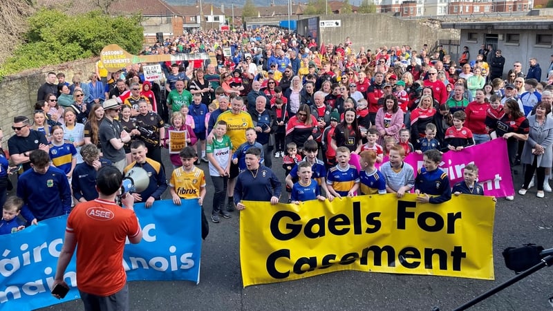 Several thousand people attended the rally in west Belfast