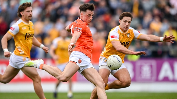 Tomás McCormack scores Armagh's goal at Corrigan Park