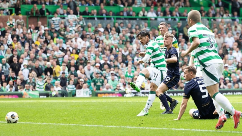 Celtic's Reo Hatate scores to make it 4-0 to the Bhoys