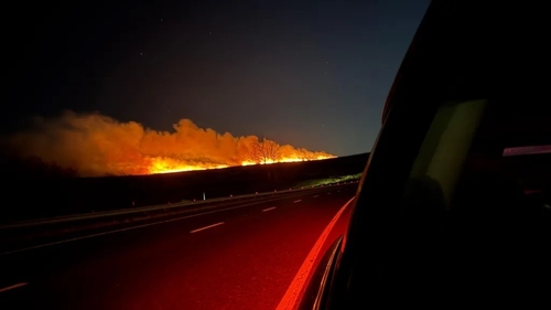 The gorse fire seen burning near the Glenshane Road in Maghera, Co Derry (Photo: BBC NI)