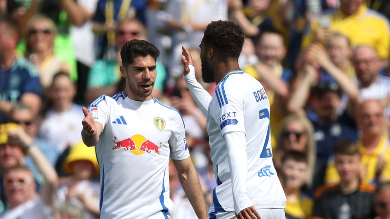 Jayden Bogle and (l) Manor Solomon scored Leeds' goals