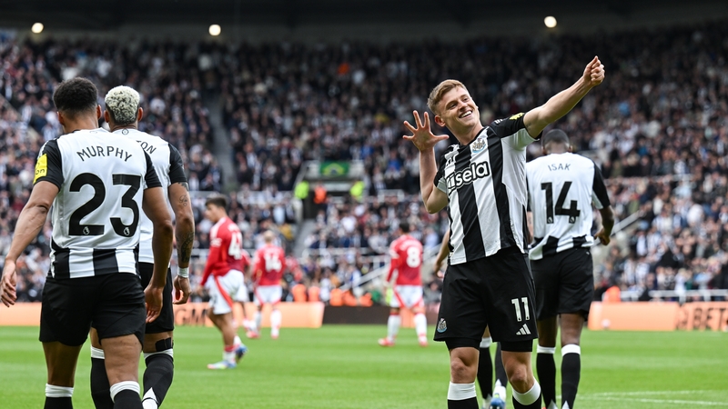 Harvey Barnes celebrates putting Newcastle 2-0 up