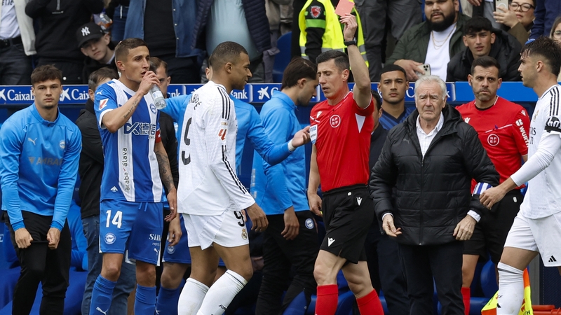 Kylian Mbappe was shown a first red card in five years