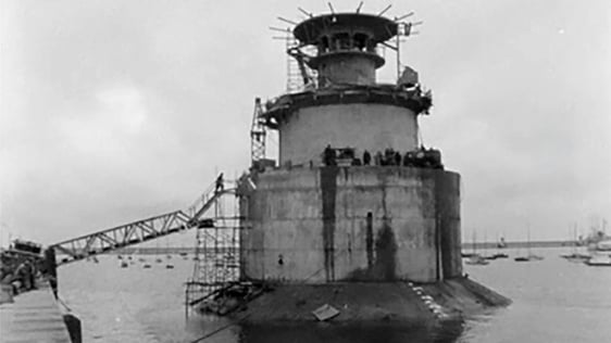 The Kish Lighthouse moored at St Michael's Wharf in Dún Laoghaire, County Dublin, 1965.