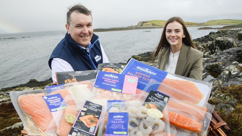 Colman Keohane, Managing Director of Keohane Seafoods, and Emma Nolan from Lidl Ireland