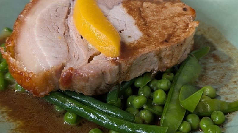 Derry Clarke's roast stuffed loin of pork with spring greens and gravy: Today