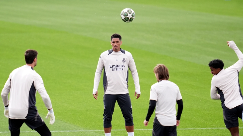 Jude Bellingham during training at the Ciudad Real Madrid Florentino Perez in Madrid, Spain. Picture date: Tuesday April 15, 2025.