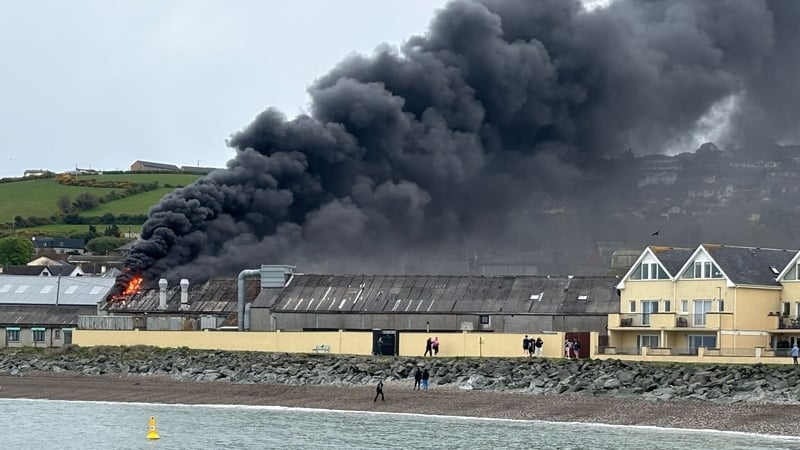The blaze broke out at the Dortex factory in Wicklow Harbour