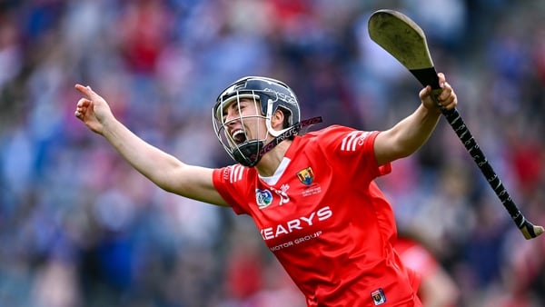 Amy O'Connor celebrates finding the net in the 2023 All-Ireland final against Waterford