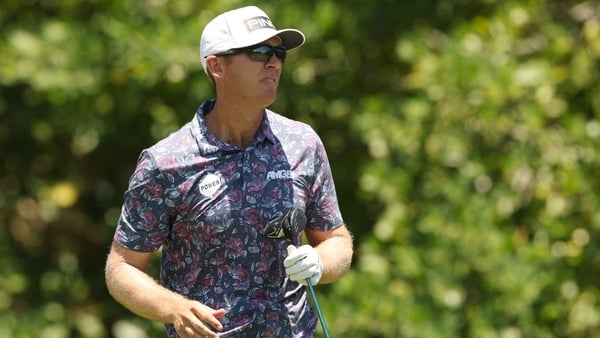 Seamus Power watches his shot from the 13th tee at Corales Golf Course