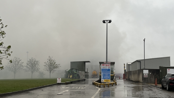 Smoke could be seen billowing from the recycling centre this morning