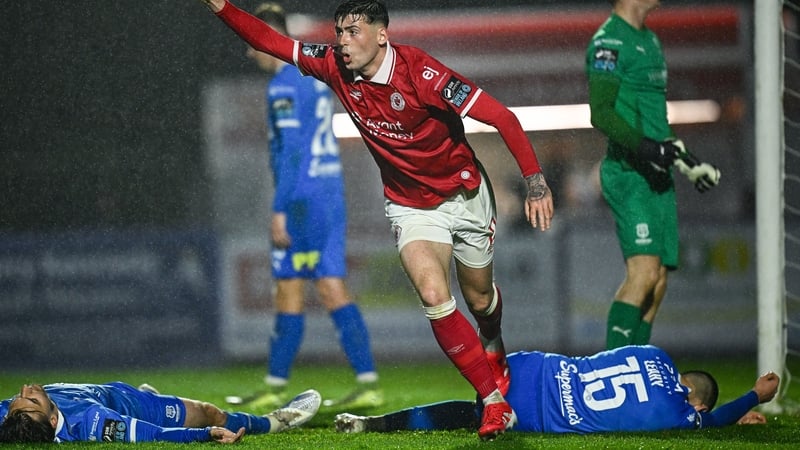 Cian Kavanagh celebrates after scoring Sligo's third goal against Waterford FC in April