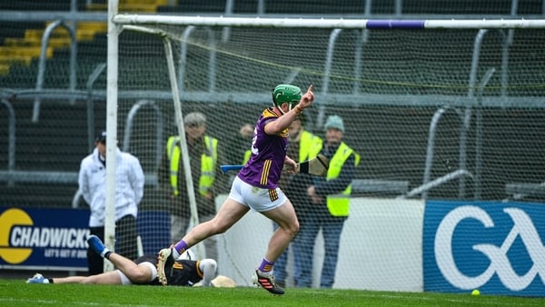 Wexford's Kevin Foley celebrates his goal in the win over Antrim