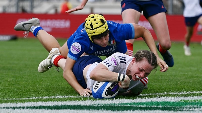 Marine Menager touches down for a second-half try to help France to victory