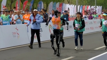 Robots race humans at Beijing half-marathon