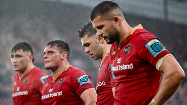 Ruadhán Quinn, Mark Donnelly, Jack Crowley and Diarmuid Kilgallen cut dejected figures after the full-time whistle