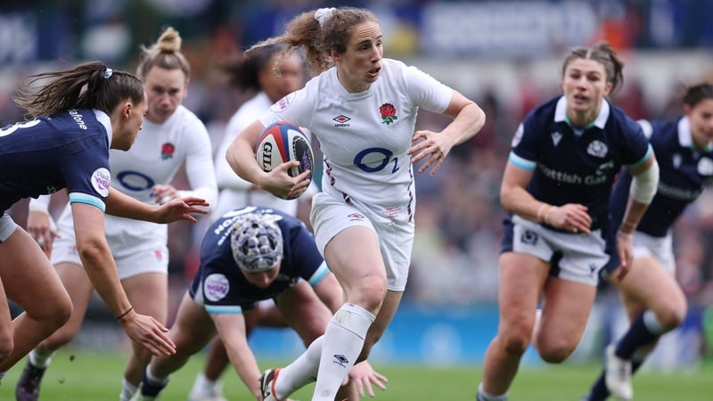 Doubles from wingers Claudia MacDonald and Abby Dow helped England to a 59-7 win over Scotland