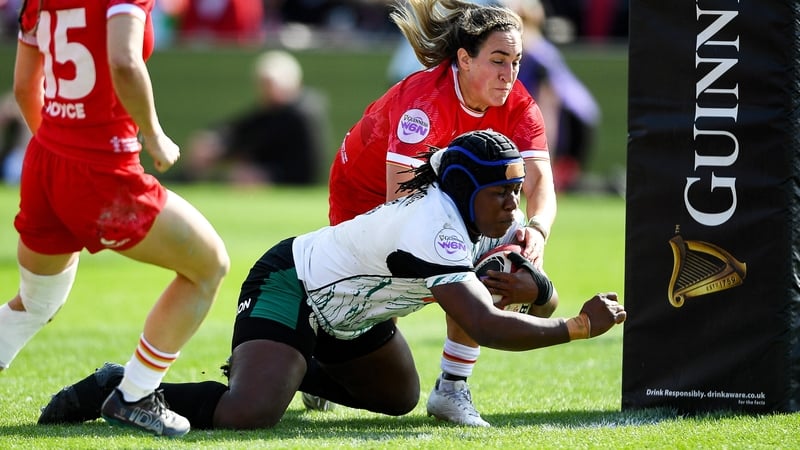 Linda Djougang scored two of Ireland's six tries in Wales
