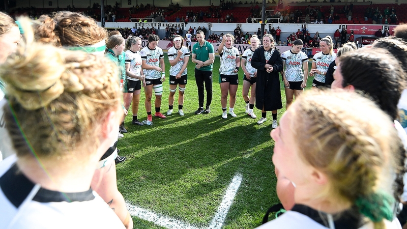 Scott Bemand addresses the squad huddle after the game in Newport