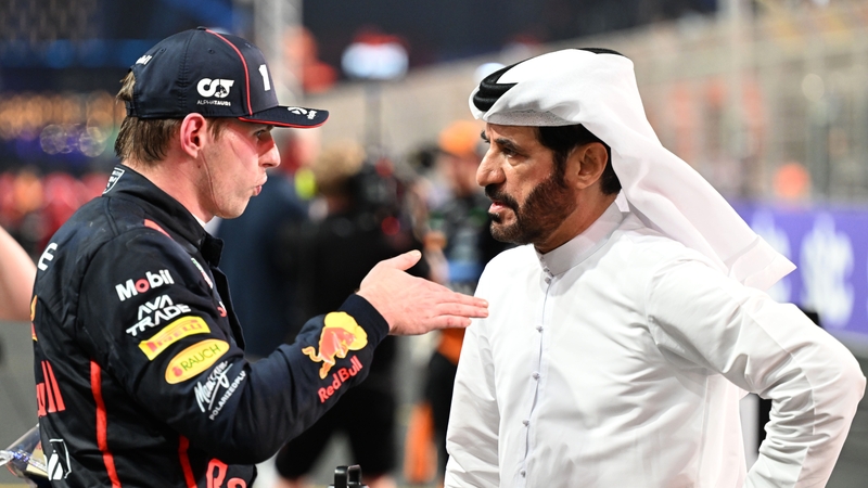 Verstappen in deep conversation with FIA president Mohammed ben Sulayem