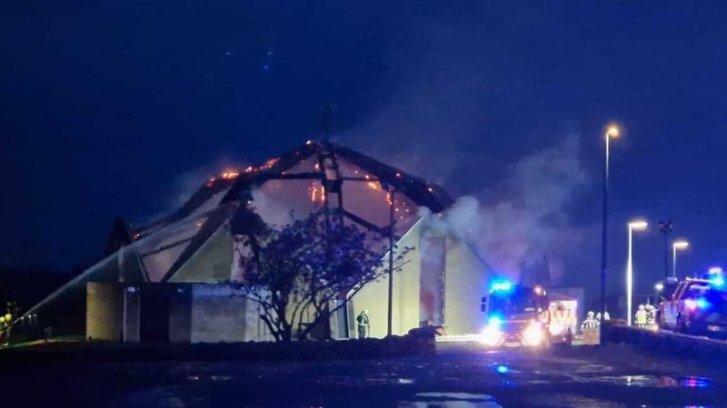 Teach Pobail Mhuire in Doirí Beaga in Gaoth Dobhair was destroyed by a fire in the early hours of Easter Monday morning (Photo: Aodh Máirtín Ó Fearraigh)