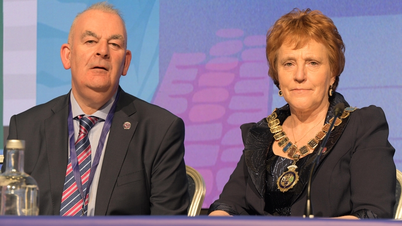 INTO General Secretary John Boyle with union President Carmel Browne at the trade union's annual congress