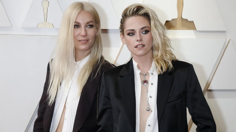 Dylan Meyer and Kristen Stewart, pictured at the Oscars in Los Angeles in March 2022