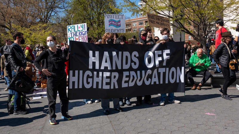 A rally was held in New York City on 17 April in support of higher education facilities