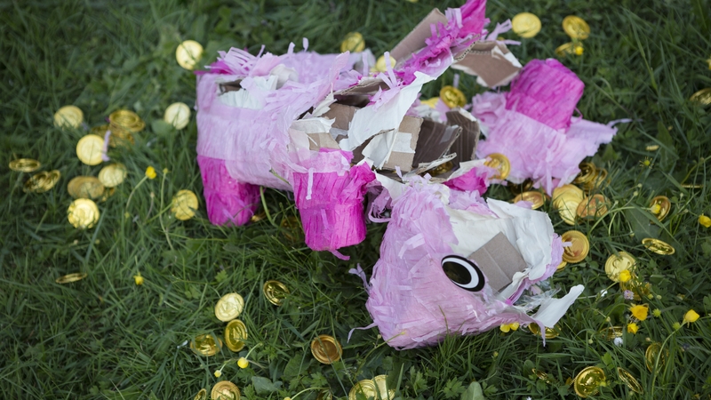 Hitting piñatas is a traditional game at children's parties in Latin America that is now popular in much of the United States