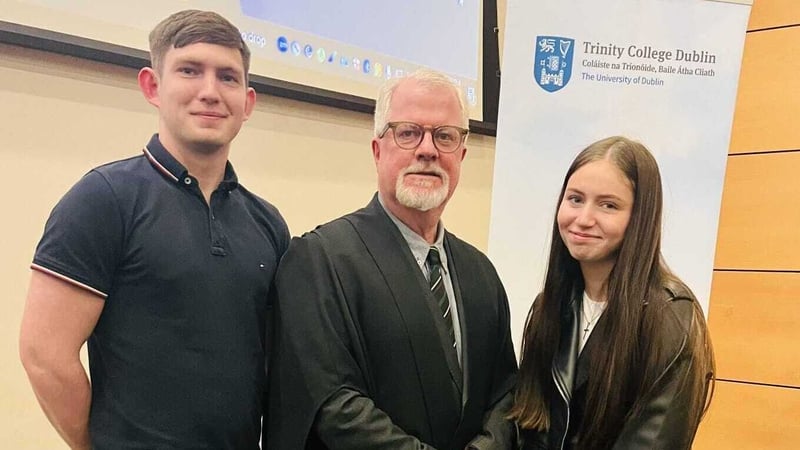 James Doyle and his sister Kate Doyle pictured with Professor Owen Smith who treated James in the trial when he was a child