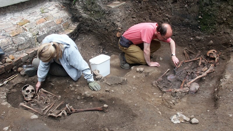 The pelvic bone came from the individual in the right grave cutting (Credit: York Archaeology)
