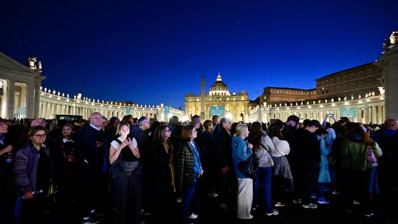 People continue to queue into the evening to pay respects to Pope Francis at St Peter's Basilica