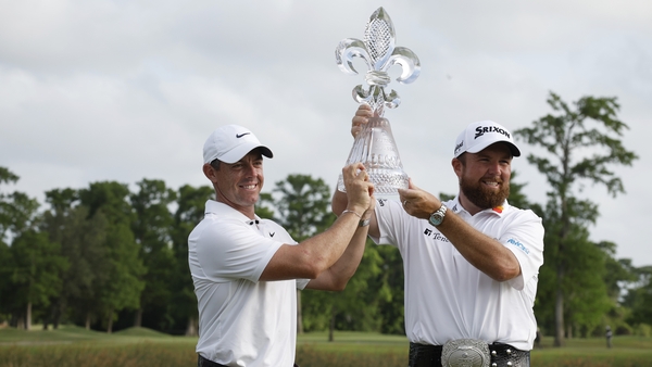 Rory McIlroy and Shane Lowry celebrate victory after the final round of the Zurich Classic of New Orleans last year
