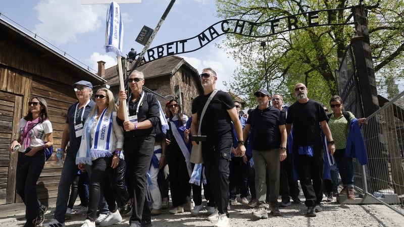 The March of the Living passes through the notorious entrance gate