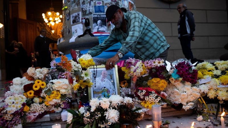 A memorial to Pope Francis at Buenos Aires cathedral