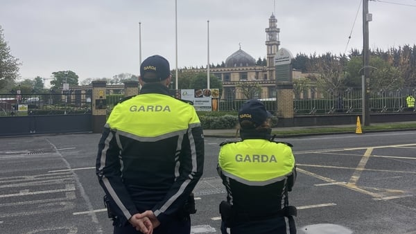 Gardaí are maintaining a presence outside the mosque today