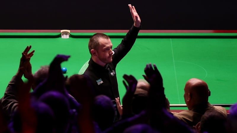 Mark Allen salutes the crowd after his 147