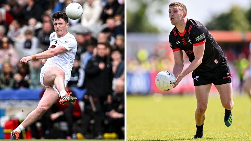 Kildare's Alex Beirne, left, and Louth's Ryan Burns