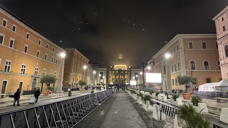 Empty streets in Rome overnight ahead of the pope's funeral